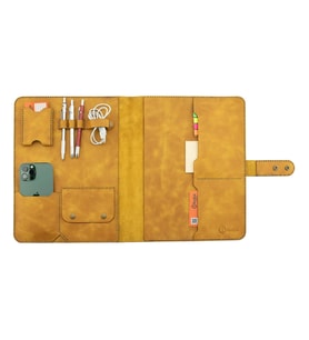 Twingold Kişiye Özel %100 Deri Rainbow iPad Organizer 11" Fuşya (Hardal Sarısı)