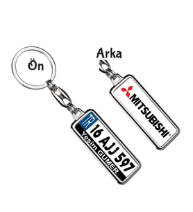 Kişiye Özel Plaka Metal Anahtarlık   Mitsubishi Logo (Gümüş)