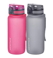 Uzspace 2'li Tritan Matara Seti 650 ml 14 Farklı Renk Seçeneği FiftyFifty (Pembe-Grı)