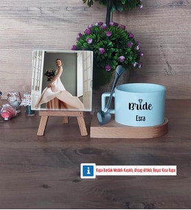 Bride Fotoğraflı Dekoratif Taş, Kupa Bardak Beyaz Hediye (Model 8)