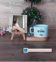 Bride Fotoğraflı Dekoratif Taş, Kupa Bardak Beyaz Hediye (Model 8)