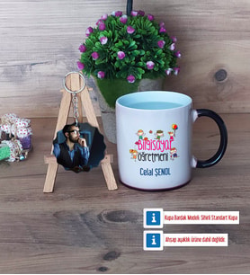 Bilgisayar Öğretmeni Kupa Bardak Beyaz ve Fotoğraflı Ahşap Anahtarlık Hediye (Model 9)