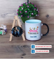 Bilgisayar Öğretmeni Kupa Bardak Beyaz ve Fotoğraflı Ahşap Anahtarlık Hediye (Model 9)