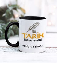 Tarih Öğretmeni Tasarımlı Kişiye Özel Kupa Bardak (Siyah)