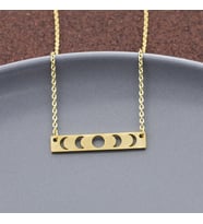 Kişiye Özel 925 Ayar Gümüş Ayın Evreleri Plaka Kolye (Gold)