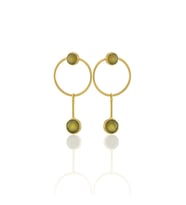 Kadir Jewellery 22 Ayar Altına Kaplama Kadın Sallantılı Küpe -El İşçiliği Ve Hipoalerjenik Küpe (Zeytin Yeşili)