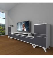 Decoraktiv Ekoflex On2 Mdf Retro Tv Ünitesi Tv Sehpası (Beyaz - Antrasit)