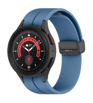 Samsung Galaxy Watch 4 5 Pro 40 42 44 45 46mm Uyumlu Kavisli Coastal Manyetik Tokalı Silikon Kordon (Koyu Mavi)