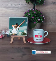 Optisyen Fotoğraflı Dekoratif Taş, Ahşap Altlıklı Türk Kahvesi Fincanı Hediye (Model 8)