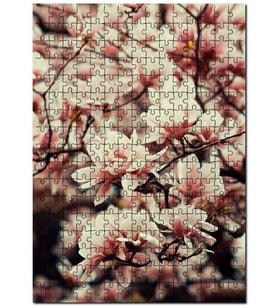 Cakapuzzle Dallarda Pembe Beyaz Manolya Çiçekleri Puzzle Yapboz MDF (Ahşap) (255 Parça)