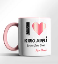 Kişiye Özel Kırklareli Seninle Daha Güzel Tema Siyah Renk Kupa (Pembe)