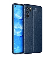 Oppo Reno 6 4G Kılıf Zore Niss Deri Desenli Silikon Kılıf (Lacivert)
