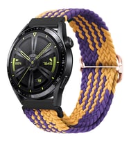 ALLY 22MM Gear S3 Watch 4 -Gt2 GT2E 46MM Japon Tokalı Elastik Kayış Kordon (Mor-Turuncu)