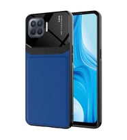 Oppo Reno 4 Lite Kılıf ?Zore Emiks Deri Görünümlü Kılıf (Lacivert)