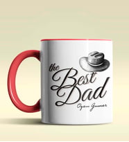 Kişiye Özel The Best Dad Tasarımlı Siyah Kupa Bardak (Kırmızı)