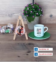 Abiye Hediye Türk Kahvesi Fincanı Ahşap Altlıklı ve Fotoğraflı Ahşap Anahtarlık Hediye (Model 9)