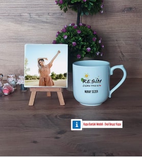 Resim Öğretmeni Fotoğraflı Dekoratif Taş, Kupa Bardak Beyaz Hediye (Model 5)