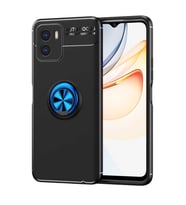 Vivo Y15S Kılıf Zore Ravel Yüzüklü Silikon Kılıf (Siyah-Mavi)