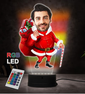 Yılbaşı Hediyesi,Doğum Günü Hediyesi,Sevgiliye Hediye, Kişiye Özel Fotoğraflı Yılbaşı Erkek Tasarımlı Karikatür 3D Led Lamba (RGB)