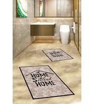 EVDEYA Baskılı Yıkanabilir Home Sweet Yazılı İkili Banyo Halısı Paspas Klozet Takımı, KLOZET-14-GRİ, (Kahverengi)
