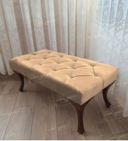 apitoneli Ayak Ucu Kapı Önü Antre Bench Puf Ceviz Ayak (120*45) (Vizon)