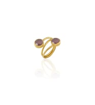 Kadir Jewellery 22 Ayar Altın Kaplama Zirkon Taşlı Ayarlanabilir Renkli Taşlı Yüzük (Pembe)