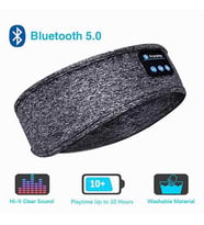 Bluetooth 5.0 Kablosuz Kulaklıklı Uyku ve Spor Için Uygun Bandana Kafa Bandı (Gri)