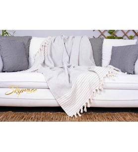 SKYROSE Çok Amaçlı Pamuklu Koltuk Örtüsü 180 X 220 Koltuk Şalı (Gri)