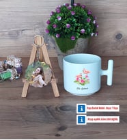 Flamingo Kupa Bardak Beyaz ve Fotoğraflı Ahşap Anahtarlık HediyeArkadaşa Doğum Günü Hediyesi (Model 12)