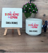 Sosyal Hizmetler Uzmanı Hediye Seti Kupa Bardak T Kulplu ve Dekoratif Taş Sosyal Hizmetler Uzmanına Hediye (Model 2)