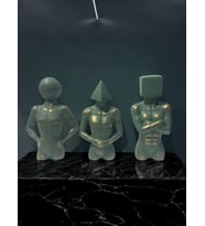 Üçlü Geometrik Başlı Soyut Set Deokratif Obje (Yeşil)