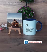 Eşe Hediye Fotoğraflı Dekoratif Taş, Kupa Bardak Beyaz Hediye (Model 3)