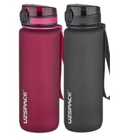 Uzspace 2'li Tritan Matara Seti 800 ml 14 Farklı Renk Seçeneği FiftyFifty (Kırmızı-Siyah)