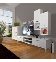 Decoraktiv Eko 6DA Mdf Dvd Krom Ayaklı Tv Ünitesi Tv Sehpası (Beyaz)