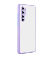 Xiaomi Mi Note 10 Lite Kılıf Hux Düğme ve Kapak Zıt Renk Kılıf (Lila)