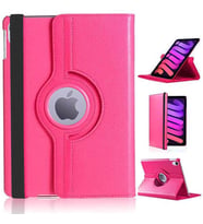 Apple iPad Mini 7 Mini 6 Kılıf 360 Dönebilen Standlı Case A2567 A2568 A2569 (Koyu Pembe)