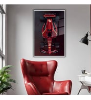 Metal Çerçeveli Temperli Cam Tablo Ferrari Formula 1 Araba (Gümüş)