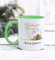 Edebiyat Öğretmeni Tasarımlı Kişiye Özel Kupa Bardak (Yeşil)
