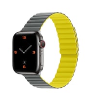 Apple Watch 42mm KRD-52 Mıknatıslı Kordon (Gri - Sarı)