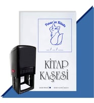 Kişiye Özel  Beyaz Kedi Tarihli Kitap Kaşesi (Mavi)