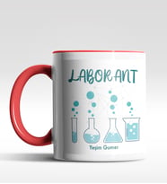Kişiye Özel Laborant 3 Tasarımlı Siyah Kupa (Kırmızı-Beyaz)