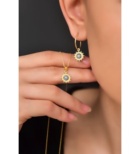 Papatya Silver 925 Ayar Gümüş Sim Toplu Kesim Güneş Kolye Ve Küpe Set (Rodyum)