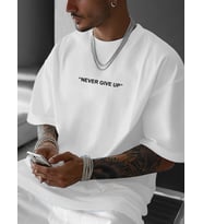Unisex Asla Pes Etme  Baskılı Tasarım Tshirt (A.Beyaz)