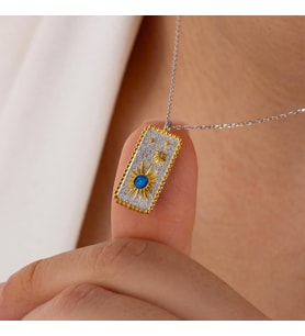 Unisex Adelfa Gümüş Kolye (Altın)