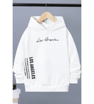 Los Angles Baskılı Erkek - Kız Çocuk Rahat Kalıp Sweatshirt (Beyaz)