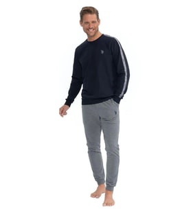 U.S. Polo Assn. Erkek Uzun Kollu Kol Detaylı Pijama Takımı (Lacivert)