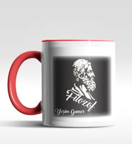 Kişiye Özel Filozof Tasarımlı Siyah Kupa (Kırmızı-Beyaz)
