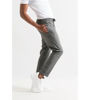 Slimfit Kapamasız Çizgili Beli Lastikli İplikli Duble Ve Dar Paça Erkek Jogger Pantolon (Gri)