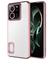 Xiaomi 13T Kılıf Köşeleri Renkli Şeffaf Kamera Korumalı Silikon Luxury Kapak (Rose)