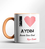 Kişiye Özel Aydın Seninle Daha Güzel Tema Siyah Renk Kupa (Turuncu)
